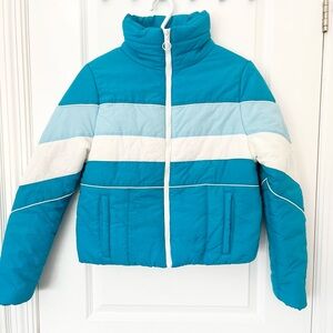 Wild fable blue/teal and white puffer jacket